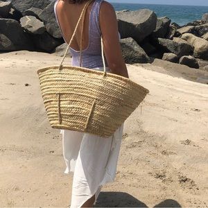 Blonde Woven Beach Bag - image 1